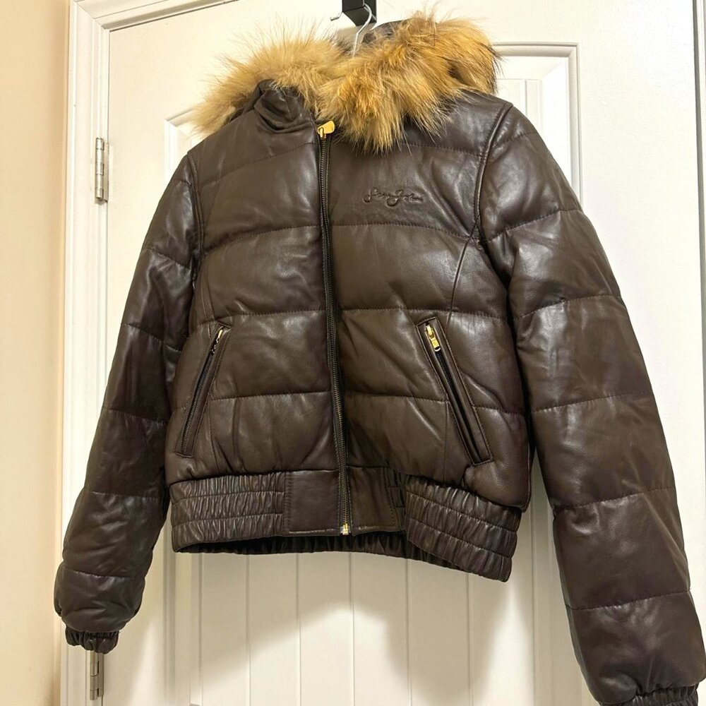 Sean John genuine leather coat Bomber Jacket